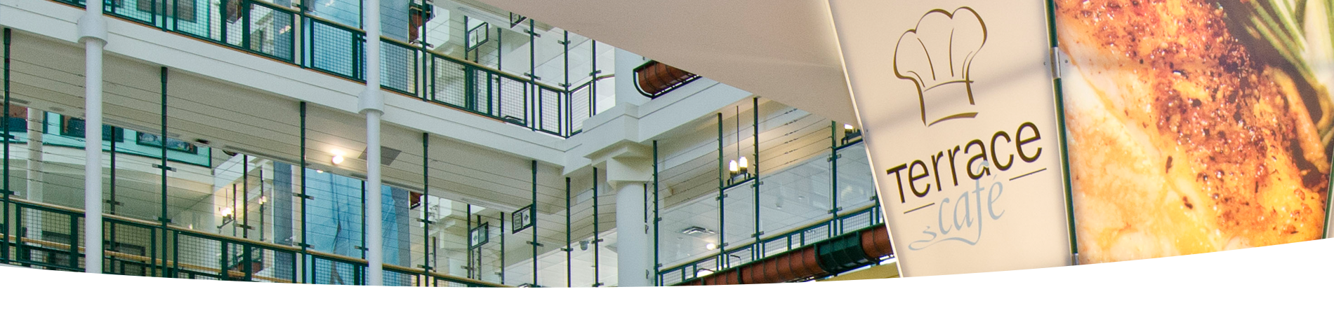 terrace cafe sign in the atrium